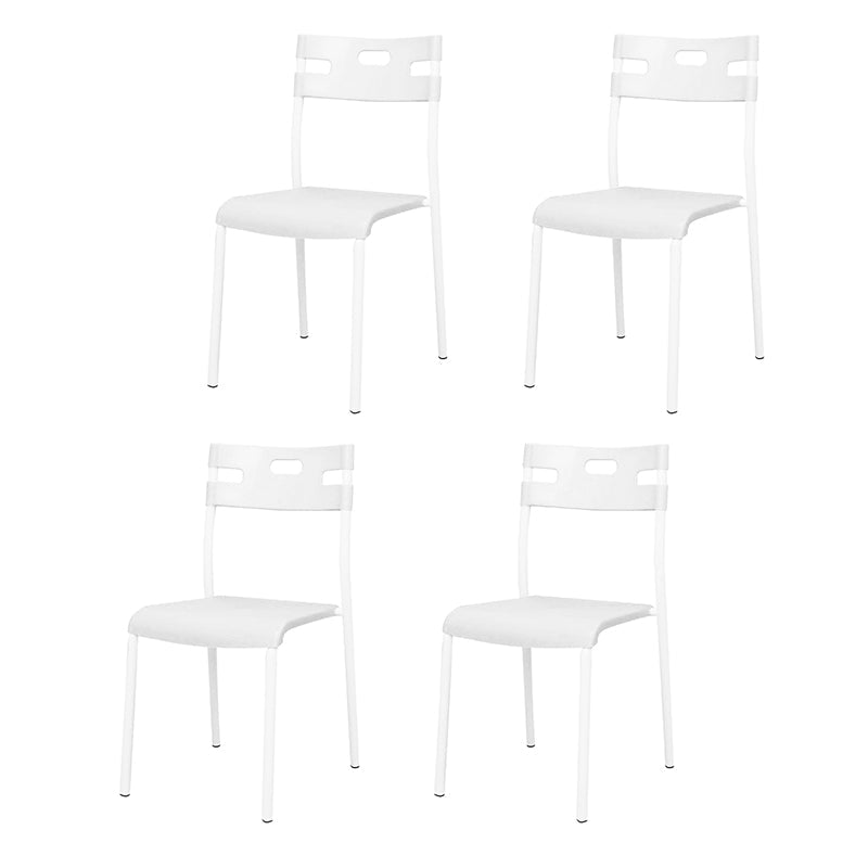 Contemporary Plastic Dining Room Chairs Open Back Dining Side Armless Chair for Restaurant Use White 4 Piece Set Clearhalo ' kitchen&dining_furn' 'Dining Chairs' 'Dining Tables & Seating' 'dining_chair' 'furn' 'furn_dining_chair' 'Furniture' 'furniture_dining_chair' 'Kitchen & Dining Furniture' 'kitchen' 3870843