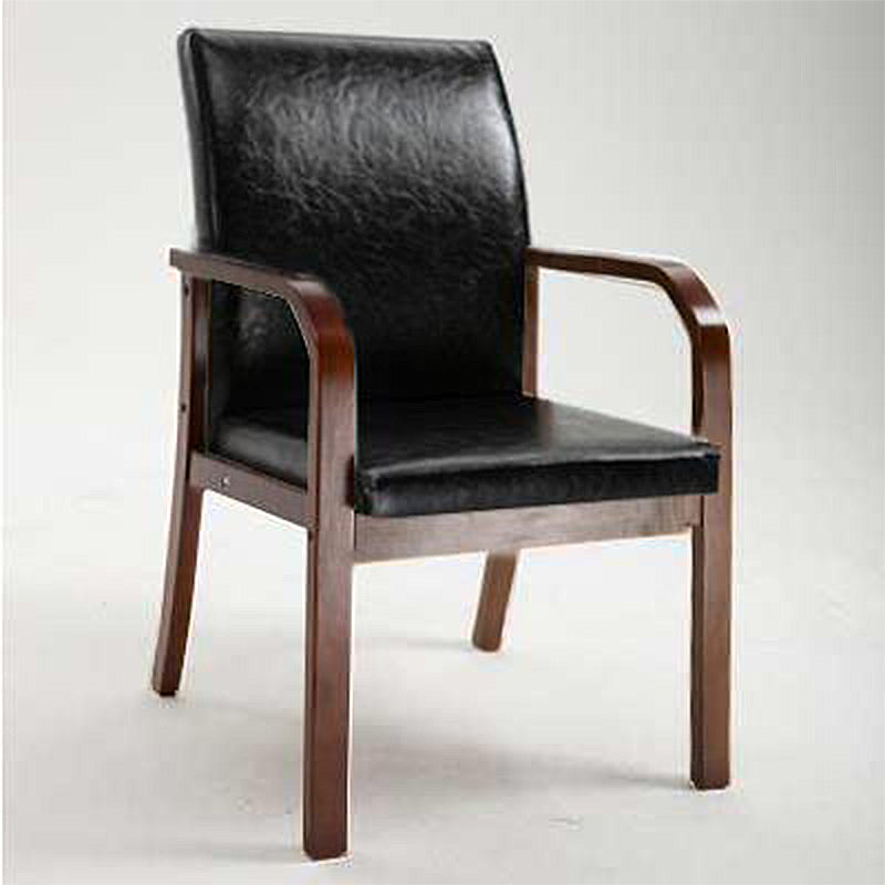 Scandinavian Home Arm Chair Solid Back Wood Upholstered Single Dining Room Chair Black Clearhalo ' kitchen&dining_furn' 'Dining Chairs' 'Dining Tables & Seating' 'dining_chair' 'furn' 'furn_dining_chair' 'Furniture' 'furniture_dining_chair' 'Kitchen & Dining Furniture' 'kitchen' 3870848