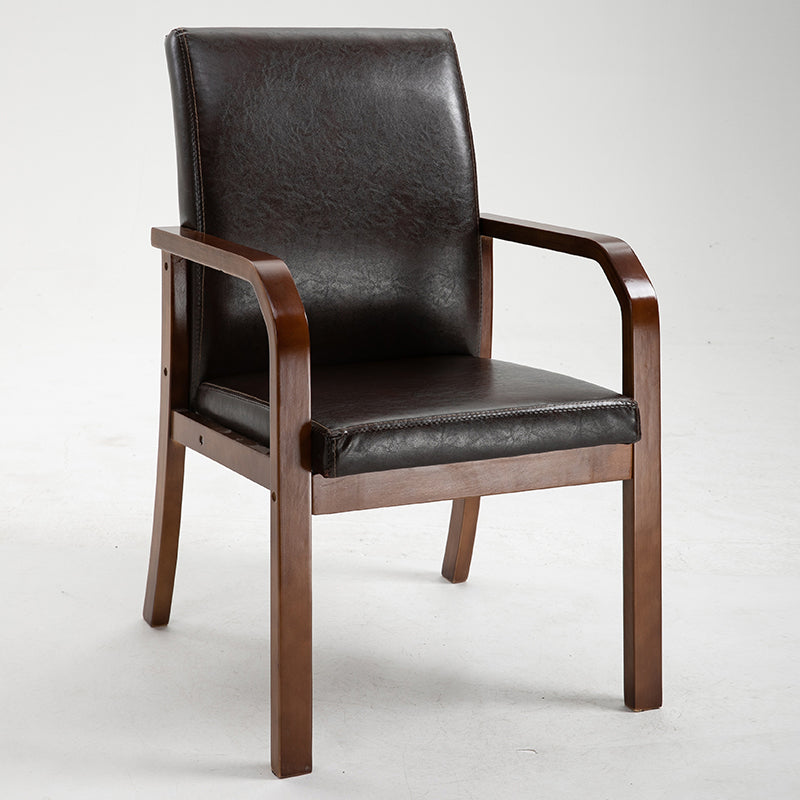 Scandinavian Home Arm Chair Solid Back Wood Upholstered Single Dining Room Chair Brown Clearhalo ' kitchen&dining_furn' 'Dining Chairs' 'Dining Tables & Seating' 'dining_chair' 'furn' 'furn_dining_chair' 'Furniture' 'furniture_dining_chair' 'Kitchen & Dining Furniture' 'kitchen' 3870857