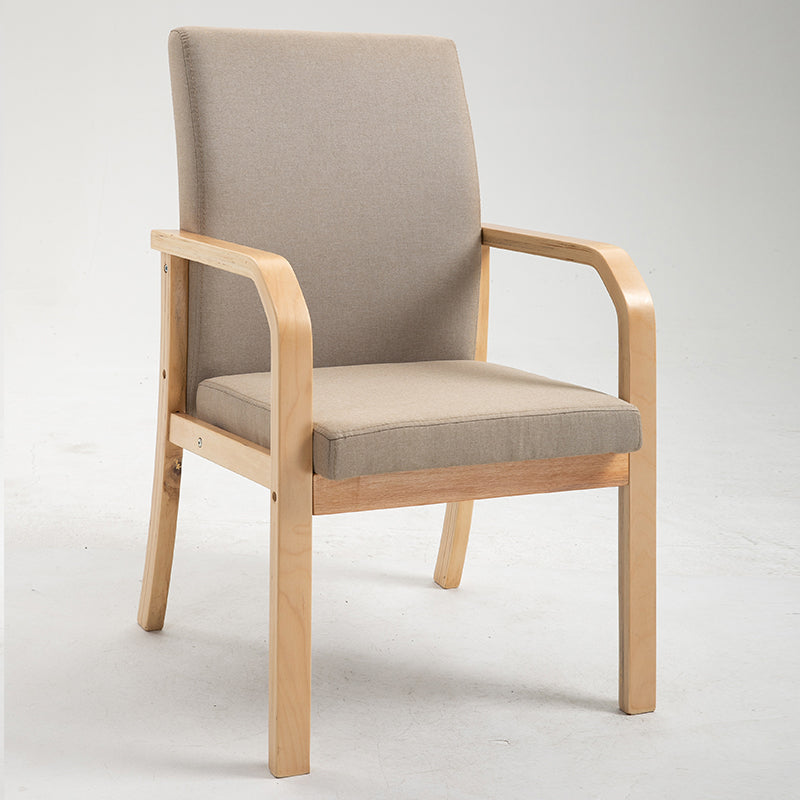 Scandinavian Home Arm Chair Solid Back Wood Upholstered Single Dining Room Chair Camel Clearhalo ' kitchen&dining_furn' 'Dining Chairs' 'Dining Tables & Seating' 'dining_chair' 'furn' 'furn_dining_chair' 'Furniture' 'furniture_dining_chair' 'Kitchen & Dining Furniture' 'kitchen' 3870863