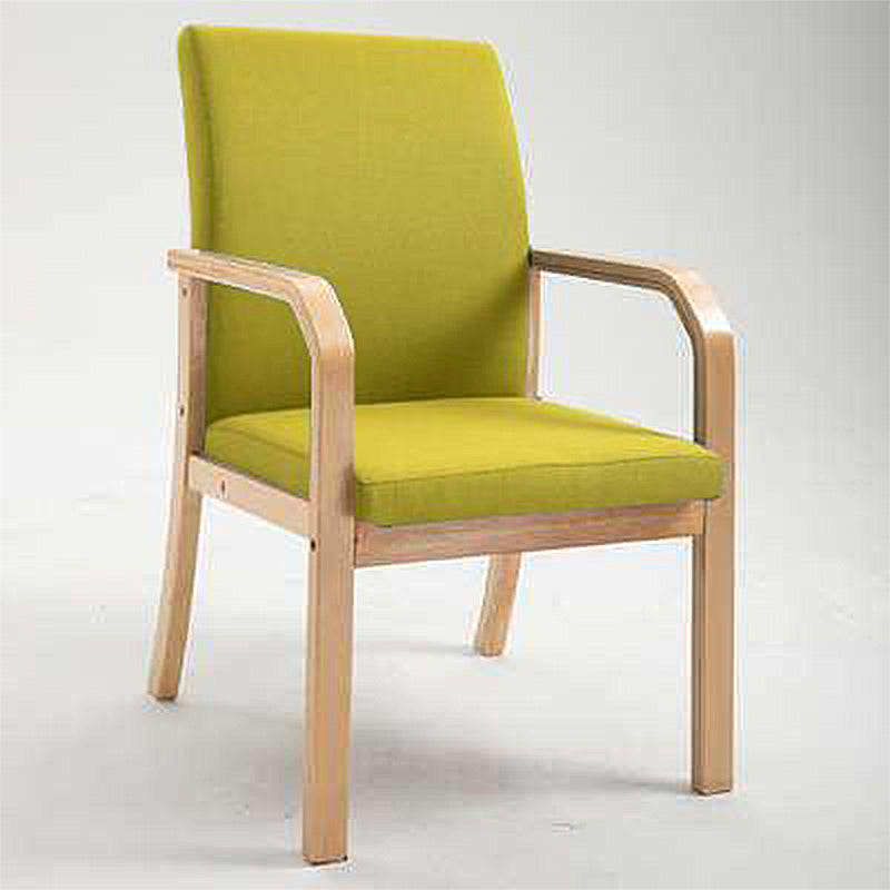Scandinavian Home Arm Chair Solid Back Wood Upholstered Single Dining Room Chair Yellow-Green Clearhalo ' kitchen&dining_furn' 'Dining Chairs' 'Dining Tables & Seating' 'dining_chair' 'furn' 'furn_dining_chair' 'Furniture' 'furniture_dining_chair' 'Kitchen & Dining Furniture' 'kitchen' 3870869