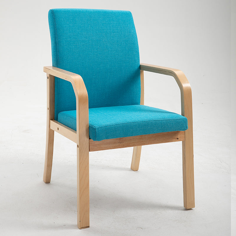 Scandinavian Home Arm Chair Solid Back Wood Upholstered Single Dining Room Chair Peacock Blue Clearhalo ' kitchen&dining_furn' 'Dining Chairs' 'Dining Tables & Seating' 'dining_chair' 'furn' 'furn_dining_chair' 'Furniture' 'furniture_dining_chair' 'Kitchen & Dining Furniture' 'kitchen' 3870872