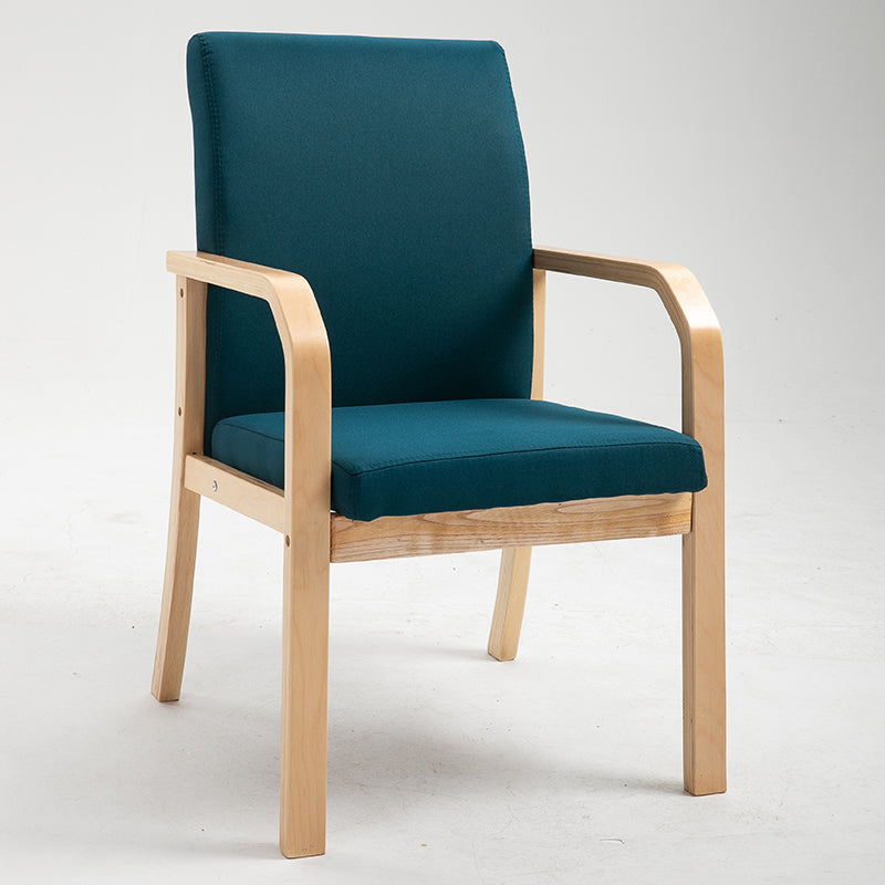 Scandinavian Home Arm Chair Solid Back Wood Upholstered Single Dining Room Chair Dark Blue Clearhalo ' kitchen&dining_furn' 'Dining Chairs' 'Dining Tables & Seating' 'dining_chair' 'furn' 'furn_dining_chair' 'Furniture' 'furniture_dining_chair' 'Kitchen & Dining Furniture' 'kitchen' 3870873
