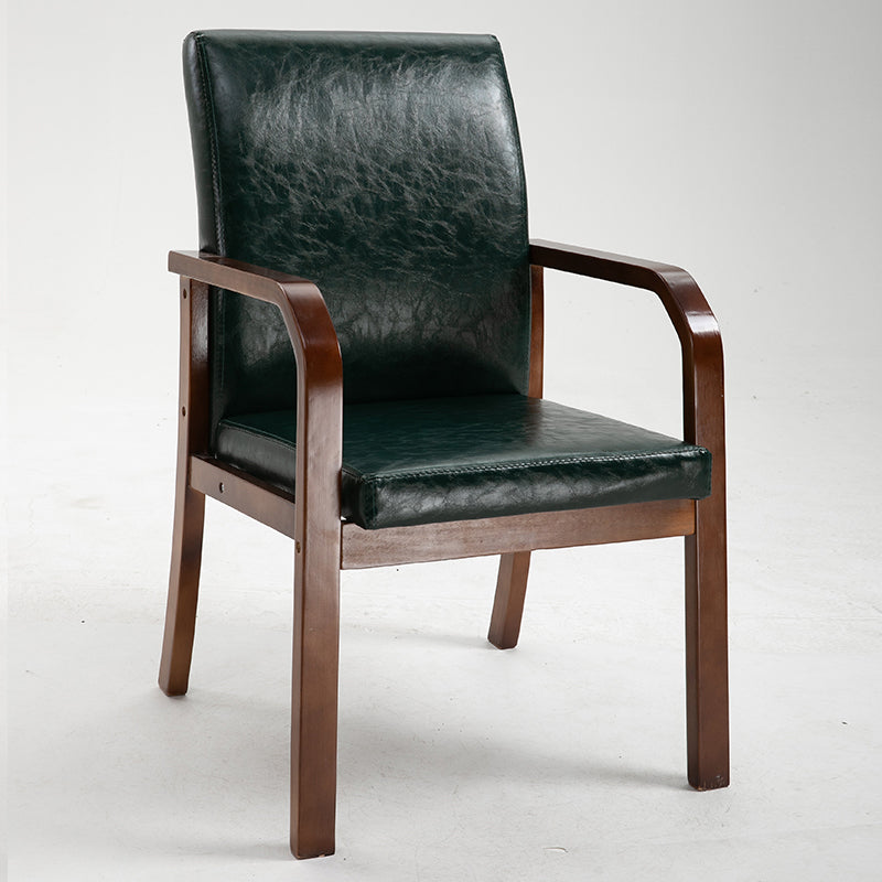 Scandinavian Home Arm Chair Solid Back Wood Upholstered Single Dining Room Chair Blackish Green Clearhalo ' kitchen&dining_furn' 'Dining Chairs' 'Dining Tables & Seating' 'dining_chair' 'furn' 'furn_dining_chair' 'Furniture' 'furniture_dining_chair' 'Kitchen & Dining Furniture' 'kitchen' 3870877