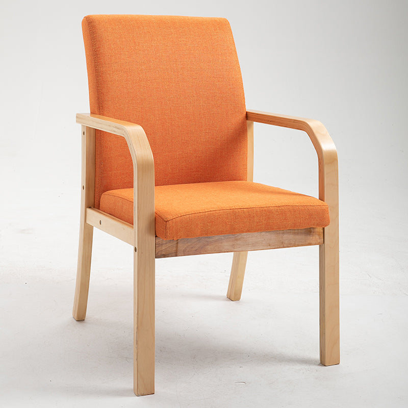 Scandinavian Home Arm Chair Solid Back Wood Upholstered Single Dining Room Chair Orange-Red Clearhalo ' kitchen&dining_furn' 'Dining Chairs' 'Dining Tables & Seating' 'dining_chair' 'furn' 'furn_dining_chair' 'Furniture' 'furniture_dining_chair' 'Kitchen & Dining Furniture' 'kitchen' 3870879