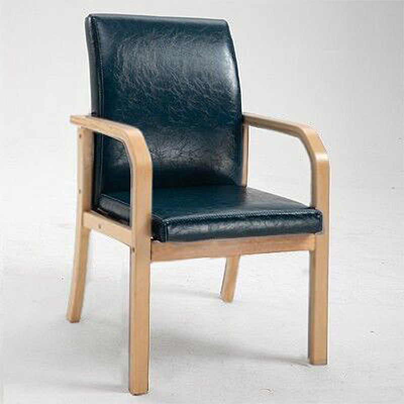Scandinavian Home Arm Chair Solid Back Wood Upholstered Single Dining Room Chair Navy Blue Clearhalo ' kitchen&dining_furn' 'Dining Chairs' 'Dining Tables & Seating' 'dining_chair' 'furn' 'furn_dining_chair' 'Furniture' 'furniture_dining_chair' 'Kitchen & Dining Furniture' 'kitchen' 3870880