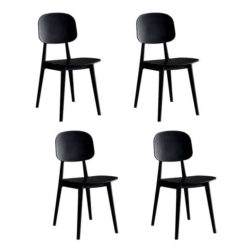 Scandinavian Plastic Armless Dining Chairs Open Back Side Chair (Set of 4) Black Clearhalo ' kitchen&dining_furn' 'Dining Chairs' 'Dining Tables & Seating' 'dining_chair' 'furn' 'furn_dining_chair' 'Furniture' 'furniture_dining_chair' 'Kitchen & Dining Furniture' 'kitchen' 3870884