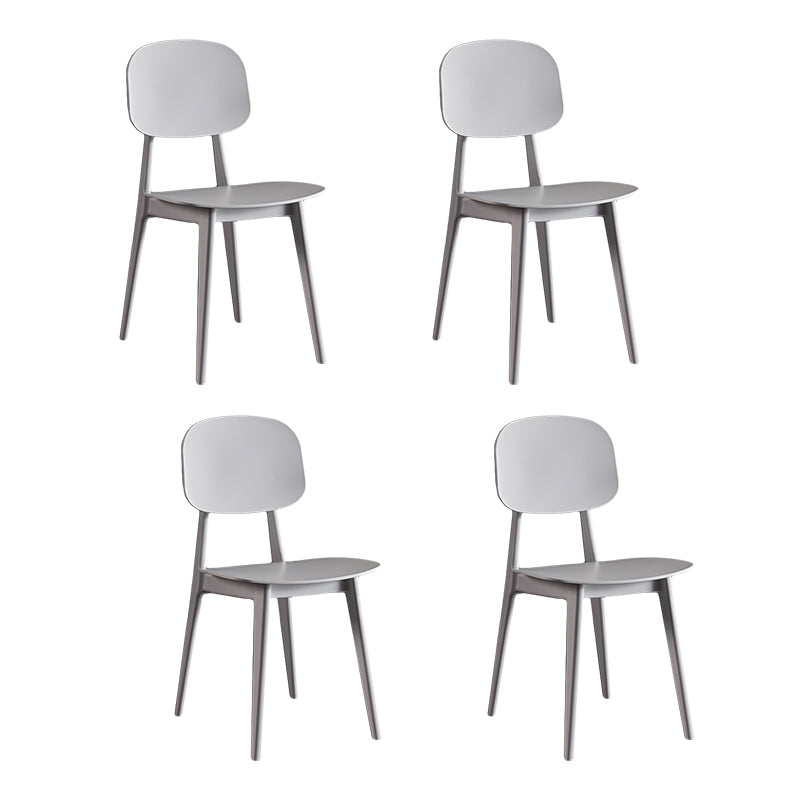 Scandinavian Plastic Armless Dining Chairs Open Back Side Chair (Set of 4) White Clearhalo ' kitchen&dining_furn' 'Dining Chairs' 'Dining Tables & Seating' 'dining_chair' 'furn' 'furn_dining_chair' 'Furniture' 'furniture_dining_chair' 'Kitchen & Dining Furniture' 'kitchen' 3870887