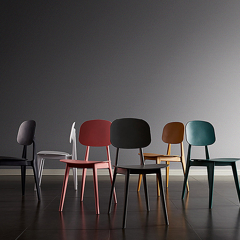 Scandinavian Plastic Armless Dining Chairs Open Back Side Chair (Set of 4) Clearhalo ' kitchen&dining_furn' 'Dining Chairs' 'Dining Tables & Seating' 'dining_chair' 'furn' 'furn_dining_chair' 'Furniture' 'furniture_dining_chair' 'Kitchen & Dining Furniture' 'kitchen' 3870889