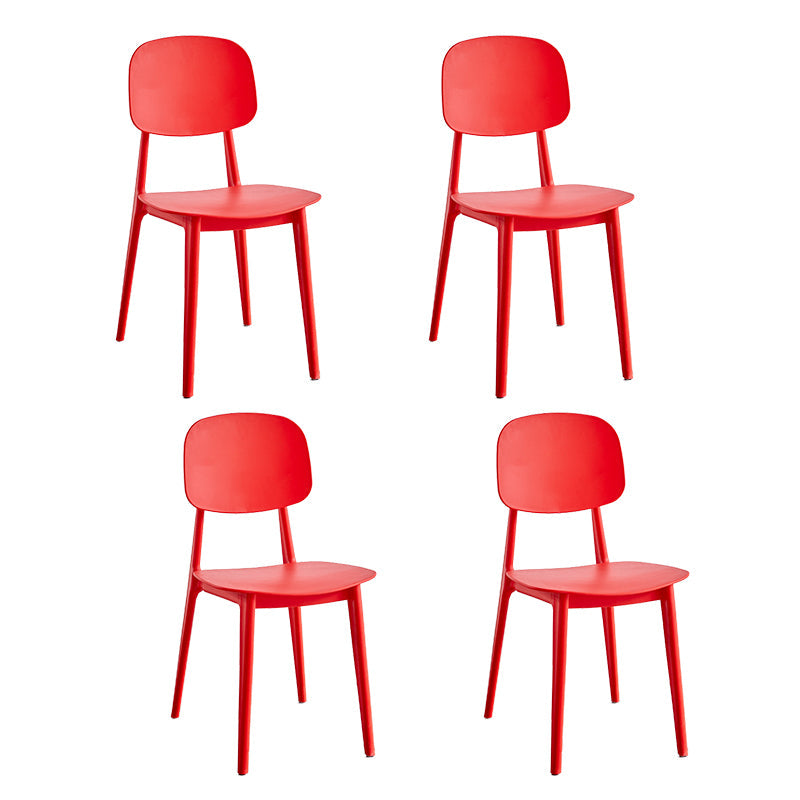 Scandinavian Plastic Armless Dining Chairs Open Back Side Chair (Set of 4) Red Clearhalo ' kitchen&dining_furn' 'Dining Chairs' 'Dining Tables & Seating' 'dining_chair' 'furn' 'furn_dining_chair' 'Furniture' 'furniture_dining_chair' 'Kitchen & Dining Furniture' 'kitchen' 3870890