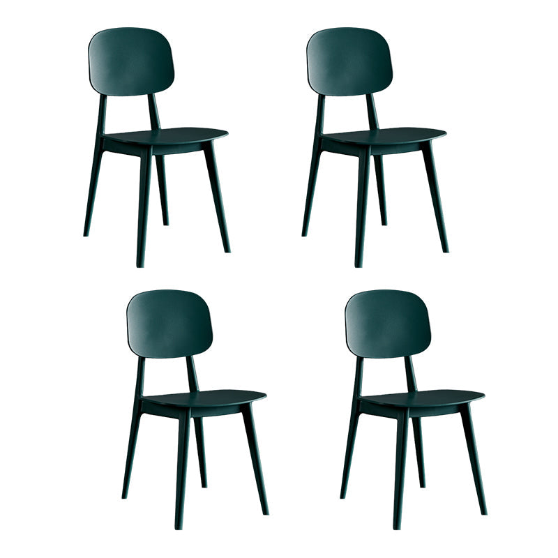 Scandinavian Plastic Armless Dining Chairs Open Back Side Chair (Set of 4) Green Clearhalo ' kitchen&dining_furn' 'Dining Chairs' 'Dining Tables & Seating' 'dining_chair' 'furn' 'furn_dining_chair' 'Furniture' 'furniture_dining_chair' 'Kitchen & Dining Furniture' 'kitchen' 3870896