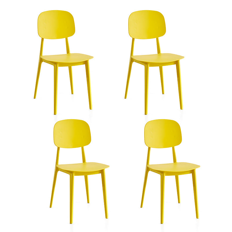 Scandinavian Plastic Armless Dining Chairs Open Back Side Chair (Set of 4) Lemon Yellow Clearhalo ' kitchen&dining_furn' 'Dining Chairs' 'Dining Tables & Seating' 'dining_chair' 'furn' 'furn_dining_chair' 'Furniture' 'furniture_dining_chair' 'Kitchen & Dining Furniture' 'kitchen' 3870897