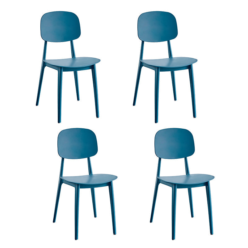 Scandinavian Plastic Armless Dining Chairs Open Back Side Chair (Set of 4) Peacock Blue Clearhalo ' kitchen&dining_furn' 'Dining Chairs' 'Dining Tables & Seating' 'dining_chair' 'furn' 'furn_dining_chair' 'Furniture' 'furniture_dining_chair' 'Kitchen & Dining Furniture' 'kitchen' 3870899