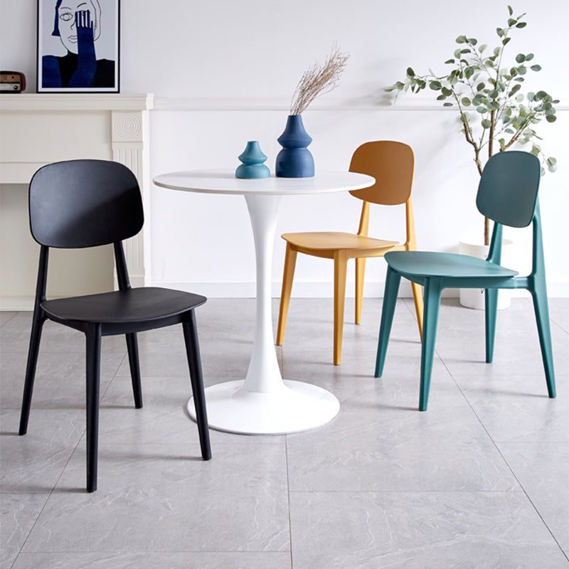 Scandinavian Plastic Armless Dining Chairs Open Back Side Chair (Set of 4) Clearhalo ' kitchen&dining_furn' 'Dining Chairs' 'Dining Tables & Seating' 'dining_chair' 'furn' 'furn_dining_chair' 'Furniture' 'furniture_dining_chair' 'Kitchen & Dining Furniture' 'kitchen' 3870903
