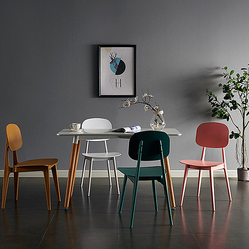 Scandinavian Plastic Armless Dining Chairs Open Back Side Chair (Set of 4) Clearhalo ' kitchen&dining_furn' 'Dining Chairs' 'Dining Tables & Seating' 'dining_chair' 'furn' 'furn_dining_chair' 'Furniture' 'furniture_dining_chair' 'Kitchen & Dining Furniture' 'kitchen' 3870906