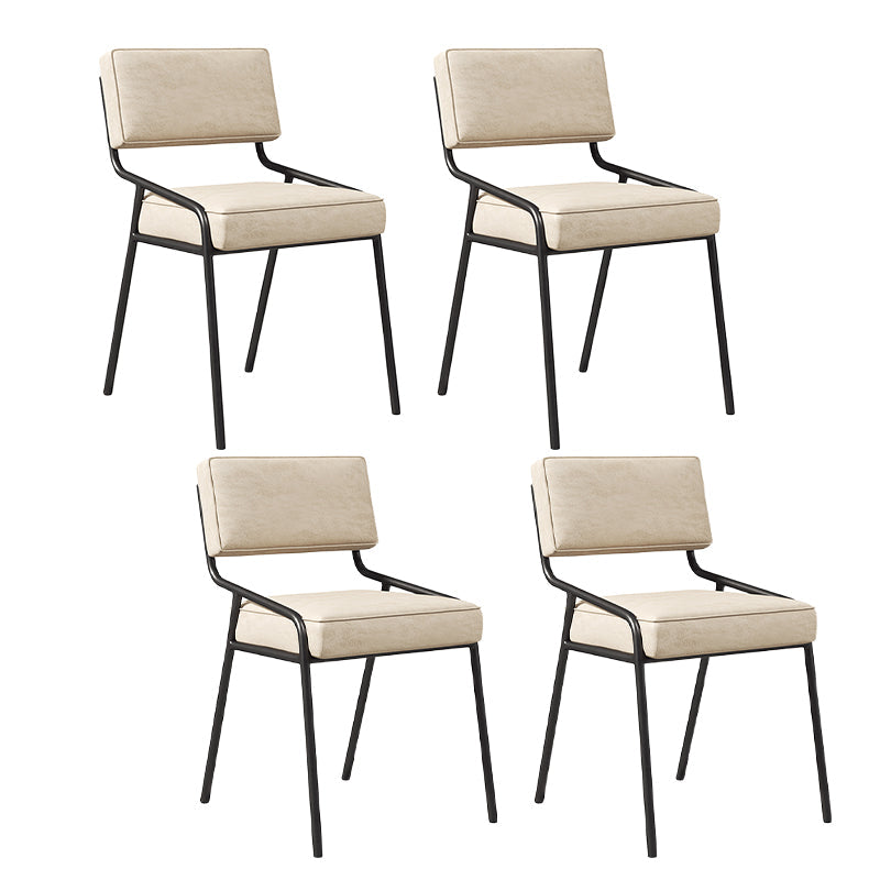 Scandinavian Home Side Chair Upholstered Metal Open Back Dining Room Chair Off-White 4 Piece Set Black Clearhalo ' kitchen&dining_furn' 'Dining Chairs' 'Dining Tables & Seating' 'dining_chair' 'furn' 'furn_dining_chair' 'Furniture' 'furniture_dining_chair' 'Kitchen & Dining Furniture' 'kitchen' 3870912