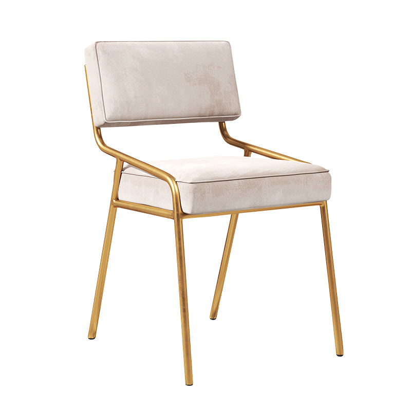 Scandinavian Home Side Chair Upholstered Metal Open Back Dining Room Chair Beige 1 Piece Brass Gold Clearhalo ' kitchen&dining_furn' 'Dining Chairs' 'Dining Tables & Seating' 'dining_chair' 'furn' 'furn_dining_chair' 'Furniture' 'furniture_dining_chair' 'Kitchen & Dining Furniture' 'kitchen' 3870920