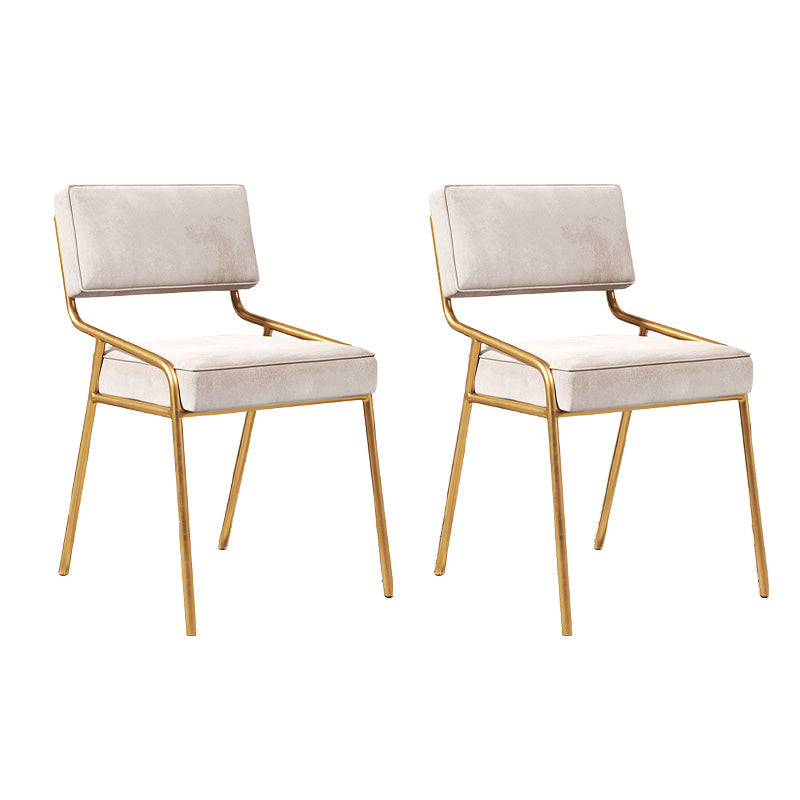 Scandinavian Home Side Chair Upholstered Metal Open Back Dining Room Chair Beige 2 Piece Set Brass Gold Clearhalo ' kitchen&dining_furn' 'Dining Chairs' 'Dining Tables & Seating' 'dining_chair' 'furn' 'furn_dining_chair' 'Furniture' 'furniture_dining_chair' 'Kitchen & Dining Furniture' 'kitchen' 3870921