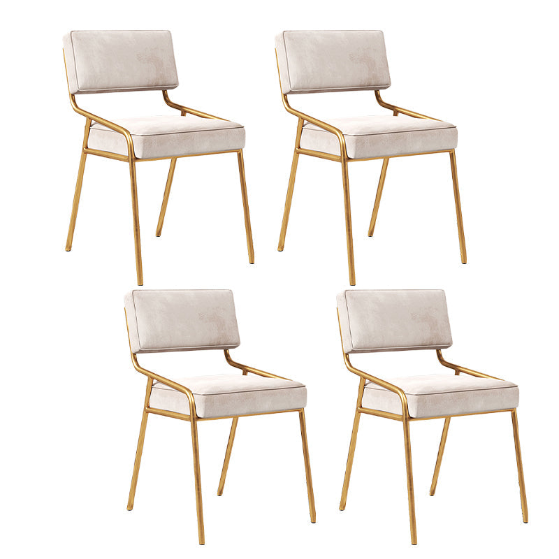 Scandinavian Home Side Chair Upholstered Metal Open Back Dining Room Chair Beige 4 Piece Set Brass Gold Clearhalo ' kitchen&dining_furn' 'Dining Chairs' 'Dining Tables & Seating' 'dining_chair' 'furn' 'furn_dining_chair' 'Furniture' 'furniture_dining_chair' 'Kitchen & Dining Furniture' 'kitchen' 3870924