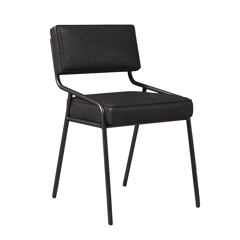 Scandinavian Home Side Chair Upholstered Metal Open Back Dining Room Chair Gloss Black 1 Piece Black Clearhalo ' kitchen&dining_furn' 'Dining Chairs' 'Dining Tables & Seating' 'dining_chair' 'furn' 'furn_dining_chair' 'Furniture' 'furniture_dining_chair' 'Kitchen & Dining Furniture' 'kitchen' 3870926
