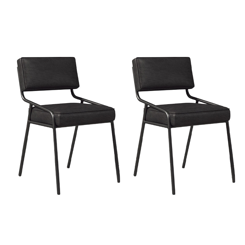 Scandinavian Home Side Chair Upholstered Metal Open Back Dining Room Chair Gloss Black 2 Piece Set Black Clearhalo ' kitchen&dining_furn' 'Dining Chairs' 'Dining Tables & Seating' 'dining_chair' 'furn' 'furn_dining_chair' 'Furniture' 'furniture_dining_chair' 'Kitchen & Dining Furniture' 'kitchen' 3870928