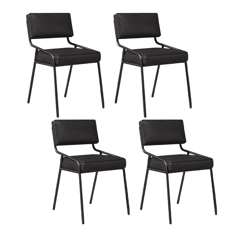 Scandinavian Home Side Chair Upholstered Metal Open Back Dining Room Chair Gloss Black 4 Piece Set Black Clearhalo ' kitchen&dining_furn' 'Dining Chairs' 'Dining Tables & Seating' 'dining_chair' 'furn' 'furn_dining_chair' 'Furniture' 'furniture_dining_chair' 'Kitchen & Dining Furniture' 'kitchen' 3870929