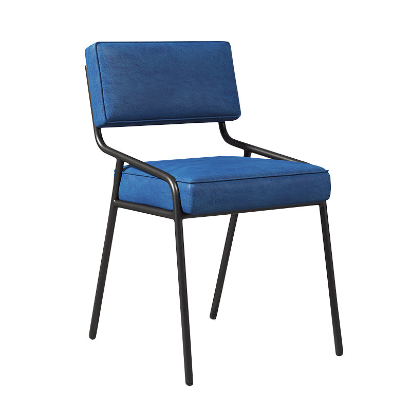 Scandinavian Home Side Chair Upholstered Metal Open Back Dining Room Chair Dark Blue 1 Piece Black Clearhalo ' kitchen&dining_furn' 'Dining Chairs' 'Dining Tables & Seating' 'dining_chair' 'furn' 'furn_dining_chair' 'Furniture' 'furniture_dining_chair' 'Kitchen & Dining Furniture' 'kitchen' 3870931