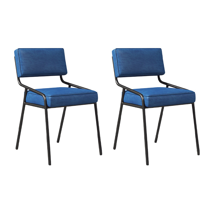 Scandinavian Home Side Chair Upholstered Metal Open Back Dining Room Chair Dark Blue 2 Piece Set Black Clearhalo ' kitchen&dining_furn' 'Dining Chairs' 'Dining Tables & Seating' 'dining_chair' 'furn' 'furn_dining_chair' 'Furniture' 'furniture_dining_chair' 'Kitchen & Dining Furniture' 'kitchen' 3870934