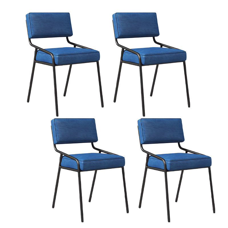 Scandinavian Home Side Chair Upholstered Metal Open Back Dining Room Chair Dark Blue 4 Piece Set Black Clearhalo ' kitchen&dining_furn' 'Dining Chairs' 'Dining Tables & Seating' 'dining_chair' 'furn' 'furn_dining_chair' 'Furniture' 'furniture_dining_chair' 'Kitchen & Dining Furniture' 'kitchen' 3870935
