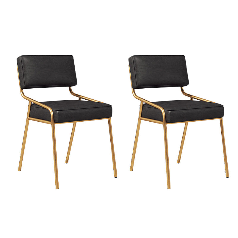 Scandinavian Home Side Chair Upholstered Metal Open Back Dining Room Chair Gloss Black 2 Piece Set Brass Gold Clearhalo ' kitchen&dining_furn' 'Dining Chairs' 'Dining Tables & Seating' 'dining_chair' 'furn' 'furn_dining_chair' 'Furniture' 'furniture_dining_chair' 'Kitchen & Dining Furniture' 'kitchen' 3870940