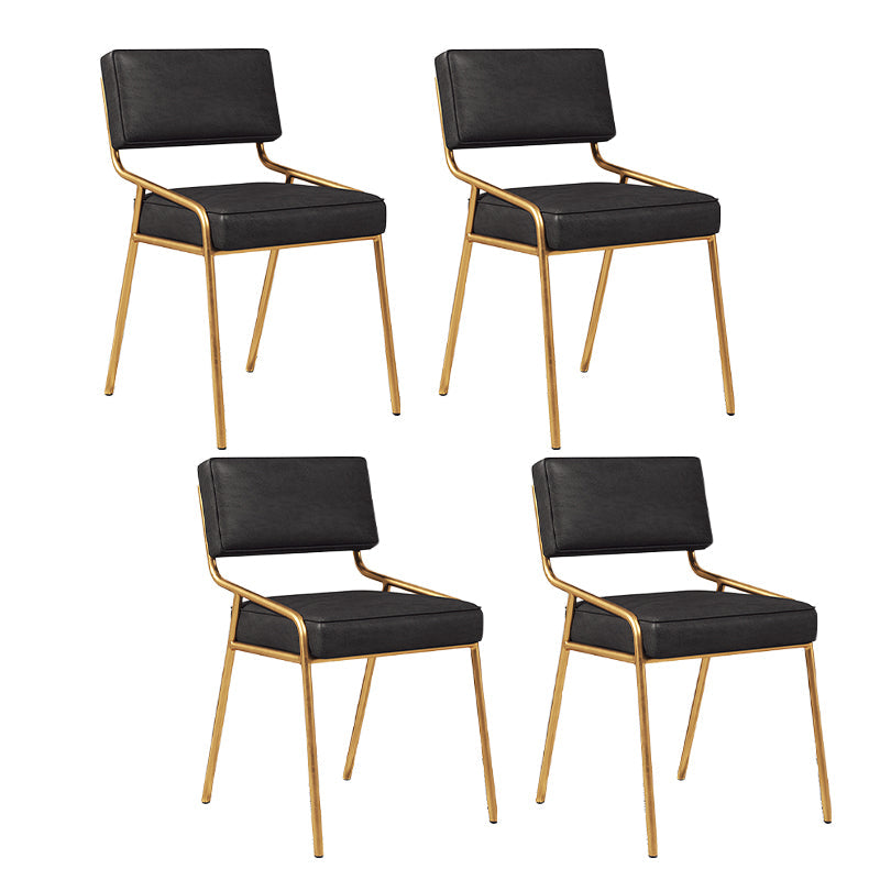 Scandinavian Home Side Chair Upholstered Metal Open Back Dining Room Chair Gloss Black 4 Piece Set Brass Gold Clearhalo ' kitchen&dining_furn' 'Dining Chairs' 'Dining Tables & Seating' 'dining_chair' 'furn' 'furn_dining_chair' 'Furniture' 'furniture_dining_chair' 'Kitchen & Dining Furniture' 'kitchen' 3870941