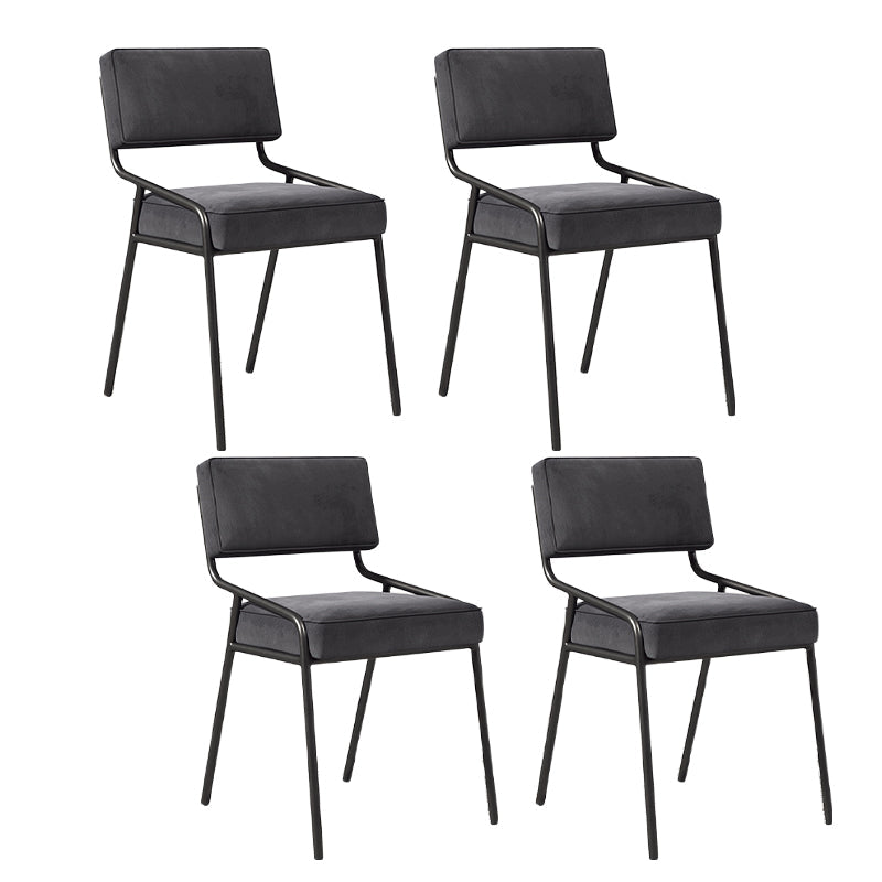 Scandinavian Home Side Chair Upholstered Metal Open Back Dining Room Chair Black 4 Piece Set Black Clearhalo ' kitchen&dining_furn' 'Dining Chairs' 'Dining Tables & Seating' 'dining_chair' 'furn' 'furn_dining_chair' 'Furniture' 'furniture_dining_chair' 'Kitchen & Dining Furniture' 'kitchen' 3870944