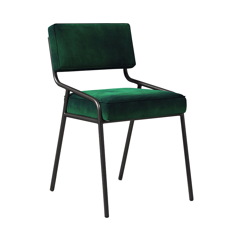 Scandinavian Home Side Chair Upholstered Metal Open Back Dining Room Chair Blackish Green 1 Piece Black Clearhalo ' kitchen&dining_furn' 'Dining Chairs' 'Dining Tables & Seating' 'dining_chair' 'furn' 'furn_dining_chair' 'Furniture' 'furniture_dining_chair' 'Kitchen & Dining Furniture' 'kitchen' 3870954