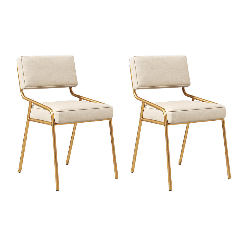 Scandinavian Home Side Chair Upholstered Metal Open Back Dining Room Chair Off-White 2 Piece Set Brass Gold Clearhalo ' kitchen&dining_furn' 'Dining Chairs' 'Dining Tables & Seating' 'dining_chair' 'furn' 'furn_dining_chair' 'Furniture' 'furniture_dining_chair' 'Kitchen & Dining Furniture' 'kitchen' 3870961