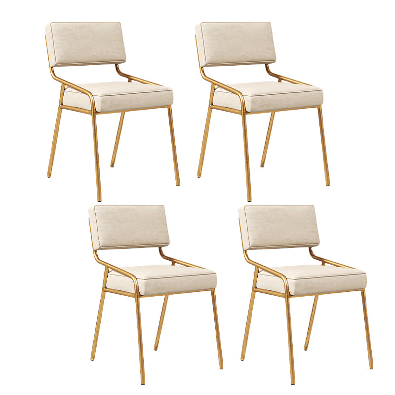 Scandinavian Home Side Chair Upholstered Metal Open Back Dining Room Chair Off-White 4 Piece Set Brass Gold Clearhalo ' kitchen&dining_furn' 'Dining Chairs' 'Dining Tables & Seating' 'dining_chair' 'furn' 'furn_dining_chair' 'Furniture' 'furniture_dining_chair' 'Kitchen & Dining Furniture' 'kitchen' 3870962