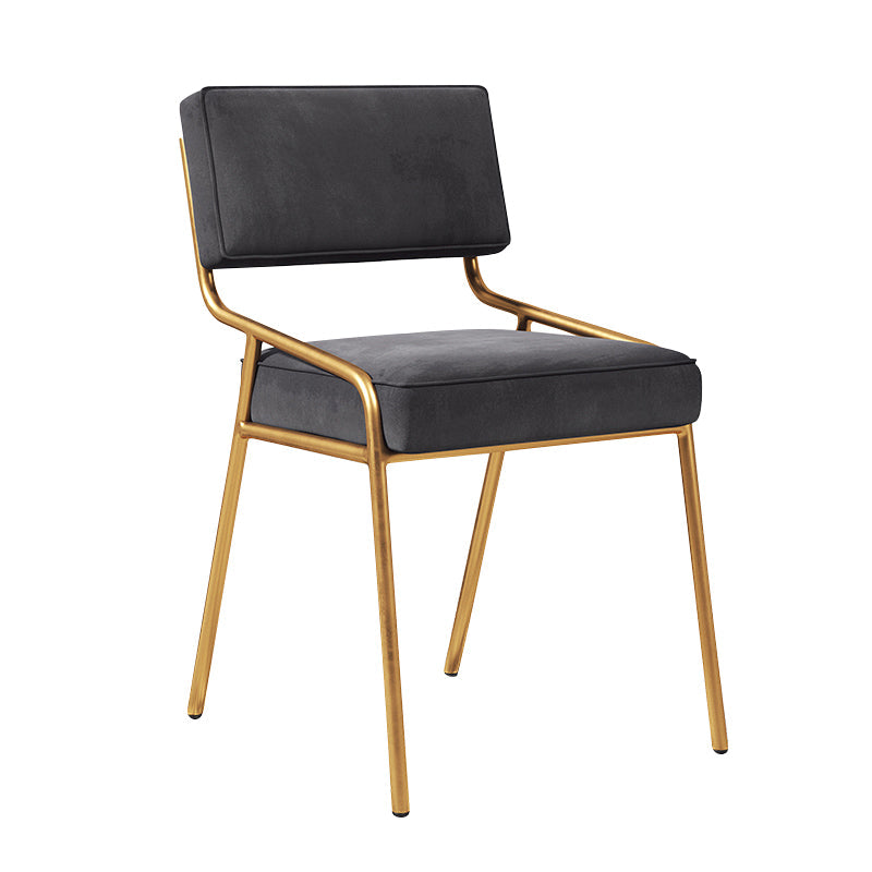 Scandinavian Home Side Chair Upholstered Metal Open Back Dining Room Chair Black 1 Piece Brass Gold Clearhalo ' kitchen&dining_furn' 'Dining Chairs' 'Dining Tables & Seating' 'dining_chair' 'furn' 'furn_dining_chair' 'Furniture' 'furniture_dining_chair' 'Kitchen & Dining Furniture' 'kitchen' 3870963