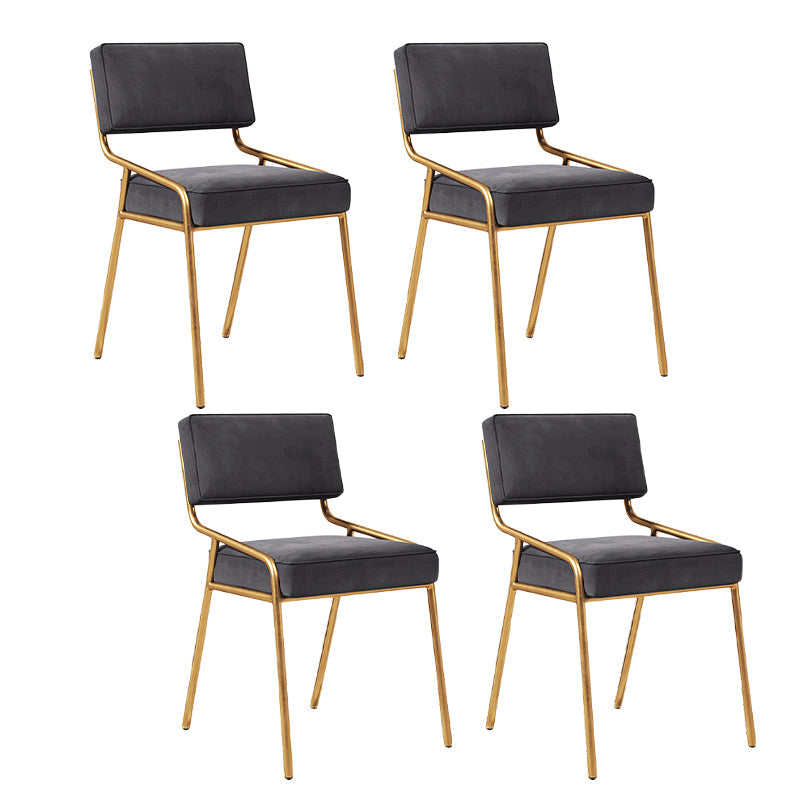 Scandinavian Home Side Chair Upholstered Metal Open Back Dining Room Chair Black 4 Piece Set Brass Gold Clearhalo ' kitchen&dining_furn' 'Dining Chairs' 'Dining Tables & Seating' 'dining_chair' 'furn' 'furn_dining_chair' 'Furniture' 'furniture_dining_chair' 'Kitchen & Dining Furniture' 'kitchen' 3870965