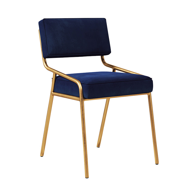 Scandinavian Home Side Chair Upholstered Metal Open Back Dining Room Chair Blue 1 Piece Brass Gold Clearhalo ' kitchen&dining_furn' 'Dining Chairs' 'Dining Tables & Seating' 'dining_chair' 'furn' 'furn_dining_chair' 'Furniture' 'furniture_dining_chair' 'Kitchen & Dining Furniture' 'kitchen' 3870966