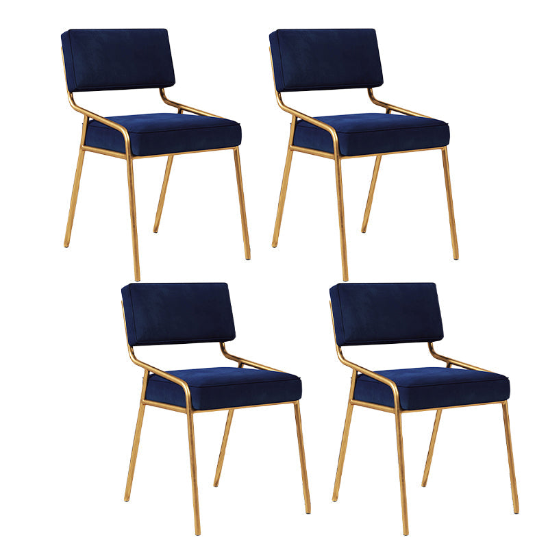 Scandinavian Home Side Chair Upholstered Metal Open Back Dining Room Chair Blue 4 Piece Set Brass Gold Clearhalo ' kitchen&dining_furn' 'Dining Chairs' 'Dining Tables & Seating' 'dining_chair' 'furn' 'furn_dining_chair' 'Furniture' 'furniture_dining_chair' 'Kitchen & Dining Furniture' 'kitchen' 3870968