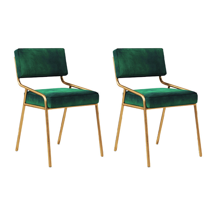 Scandinavian Home Side Chair Upholstered Metal Open Back Dining Room Chair Blackish Green 2 Piece Set Brass Gold Clearhalo ' kitchen&dining_furn' 'Dining Chairs' 'Dining Tables & Seating' 'dining_chair' 'furn' 'furn_dining_chair' 'Furniture' 'furniture_dining_chair' 'Kitchen & Dining Furniture' 'kitchen' 3870970