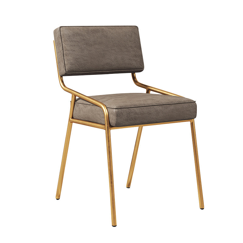 Scandinavian Home Side Chair Upholstered Metal Open Back Dining Room Chair Grey 1 Piece Brass Gold Clearhalo ' kitchen&dining_furn' 'Dining Chairs' 'Dining Tables & Seating' 'dining_chair' 'furn' 'furn_dining_chair' 'Furniture' 'furniture_dining_chair' 'Kitchen & Dining Furniture' 'kitchen' 3870972