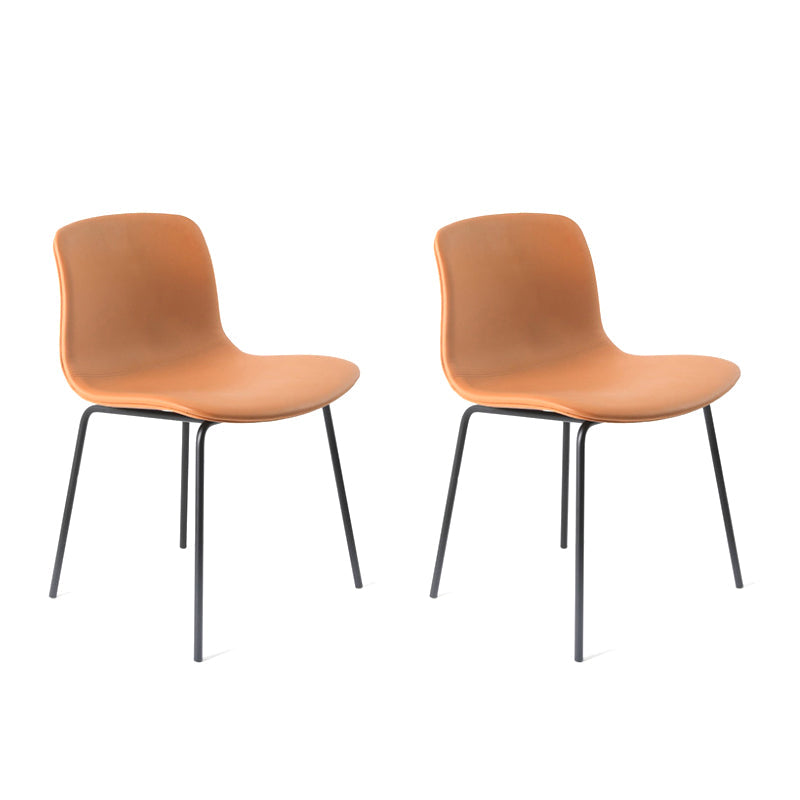 Contemporary Style Dining Room Chairs Dining Armless Chairs with Metal Legs Brown 2 Piece Set Black Clearhalo ' kitchen&dining_furn' 'Dining Chairs' 'Dining Tables & Seating' 'dining_chair' 'furn' 'furn_dining_chair' 'Furniture' 'furniture_dining_chair' 'Kitchen & Dining Furniture' 'kitchen' 3870978