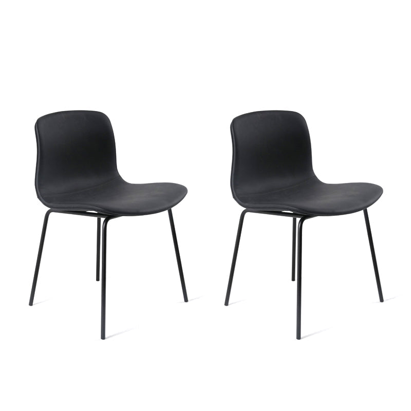 Contemporary Style Dining Room Chairs Dining Armless Chairs with Metal Legs Black 2 Piece Set Black Clearhalo ' kitchen&dining_furn' 'Dining Chairs' 'Dining Tables & Seating' 'dining_chair' 'furn' 'furn_dining_chair' 'Furniture' 'furniture_dining_chair' 'Kitchen & Dining Furniture' 'kitchen' 3871001