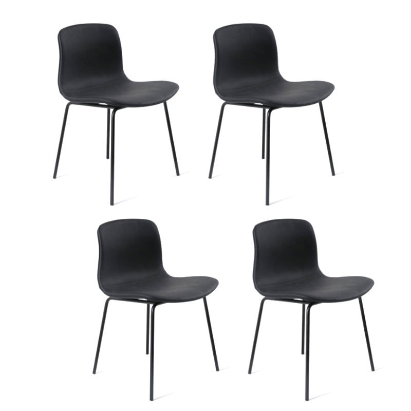 Contemporary Style Dining Room Chairs Dining Armless Chairs with Metal Legs Black 4 Piece Set Black Clearhalo ' kitchen&dining_furn' 'Dining Chairs' 'Dining Tables & Seating' 'dining_chair' 'furn' 'furn_dining_chair' 'Furniture' 'furniture_dining_chair' 'Kitchen & Dining Furniture' 'kitchen' 3871002