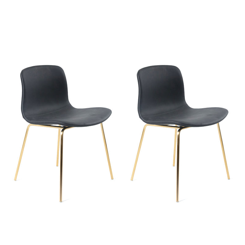 Contemporary Style Dining Room Chairs Dining Armless Chairs with Metal Legs Black 2 Piece Set Brass Gold Clearhalo ' kitchen&dining_furn' 'Dining Chairs' 'Dining Tables & Seating' 'dining_chair' 'furn' 'furn_dining_chair' 'Furniture' 'furniture_dining_chair' 'Kitchen & Dining Furniture' 'kitchen' 3871004