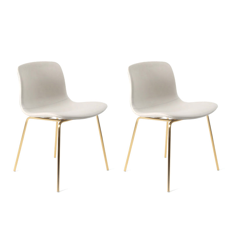 Contemporary Style Dining Room Chairs Dining Armless Chairs with Metal Legs Light Gray 2 Piece Set Brass Gold Clearhalo ' kitchen&dining_furn' 'Dining Chairs' 'Dining Tables & Seating' 'dining_chair' 'furn' 'furn_dining_chair' 'Furniture' 'furniture_dining_chair' 'Kitchen & Dining Furniture' 'kitchen' 3871010