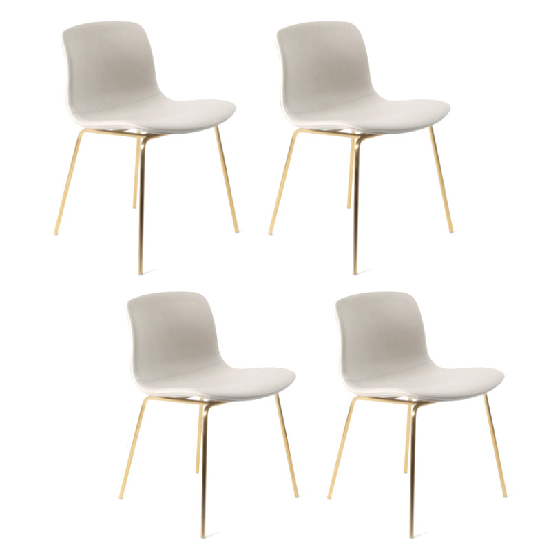 Contemporary Style Dining Room Chairs Dining Armless Chairs with Metal Legs Light Gray 4 Piece Set Brass Gold Clearhalo ' kitchen&dining_furn' 'Dining Chairs' 'Dining Tables & Seating' 'dining_chair' 'furn' 'furn_dining_chair' 'Furniture' 'furniture_dining_chair' 'Kitchen & Dining Furniture' 'kitchen' 3871011