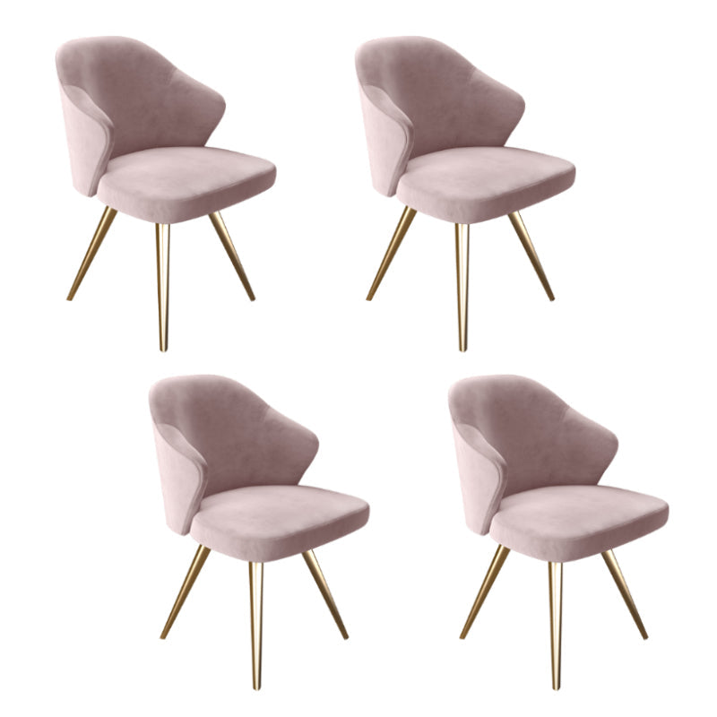 Contemporary Style Metal Dining Chair Dining Wingback Side Chair for Kitchen Pink 4 Piece Set Clearhalo ' kitchen&dining_furn' 'Dining Chairs' 'Dining Tables & Seating' 'dining_chair' 'furn' 'furn_dining_chair' 'Furniture' 'furniture_dining_chair' 'Kitchen & Dining Furniture' 'kitchen' 3871022