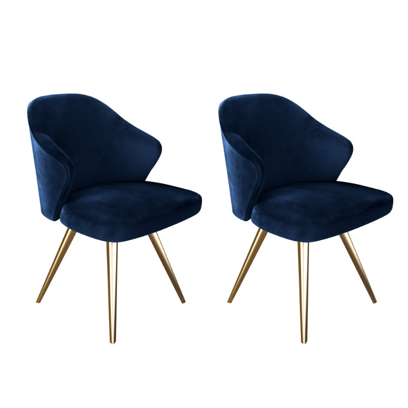 Contemporary Style Metal Dining Chair Dining Wingback Side Chair for Kitchen Royal Blue 2 Piece Set Clearhalo ' kitchen&dining_furn' 'Dining Chairs' 'Dining Tables & Seating' 'dining_chair' 'furn' 'furn_dining_chair' 'Furniture' 'furniture_dining_chair' 'Kitchen & Dining Furniture' 'kitchen' 3871026