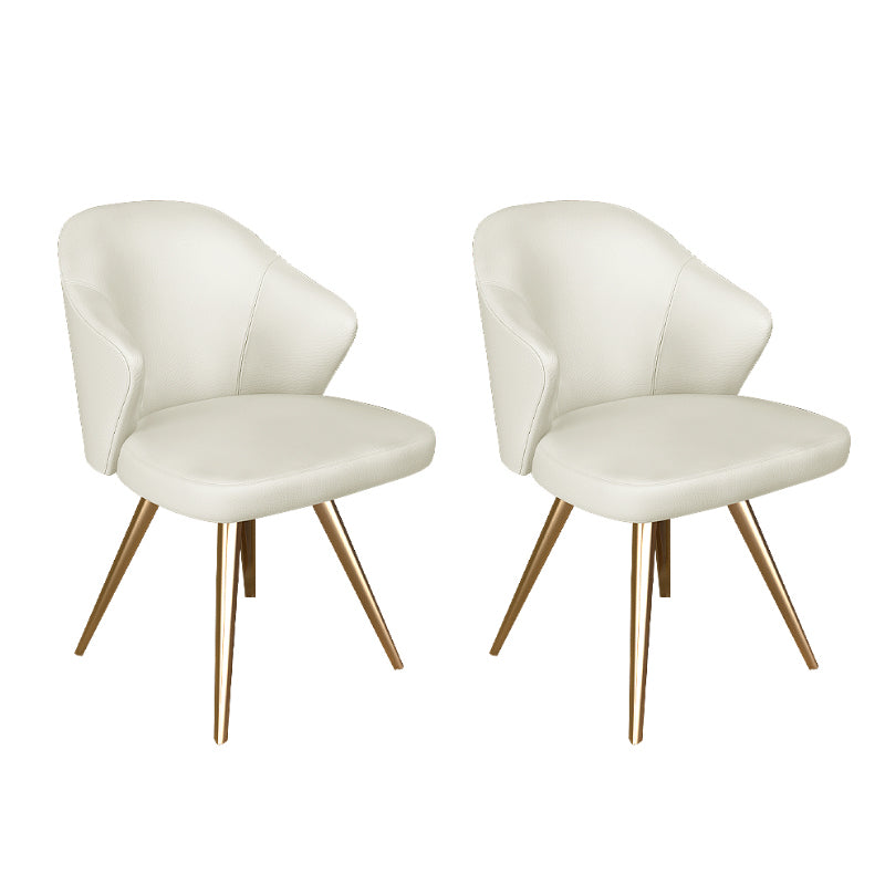 Contemporary Style Metal Dining Chair Dining Wingback Side Chair for Kitchen Off-White 2 Piece Set Clearhalo ' kitchen&dining_furn' 'Dining Chairs' 'Dining Tables & Seating' 'dining_chair' 'furn' 'furn_dining_chair' 'Furniture' 'furniture_dining_chair' 'Kitchen & Dining Furniture' 'kitchen' 3871038